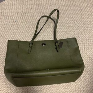 Army Green Leather Coach Tote